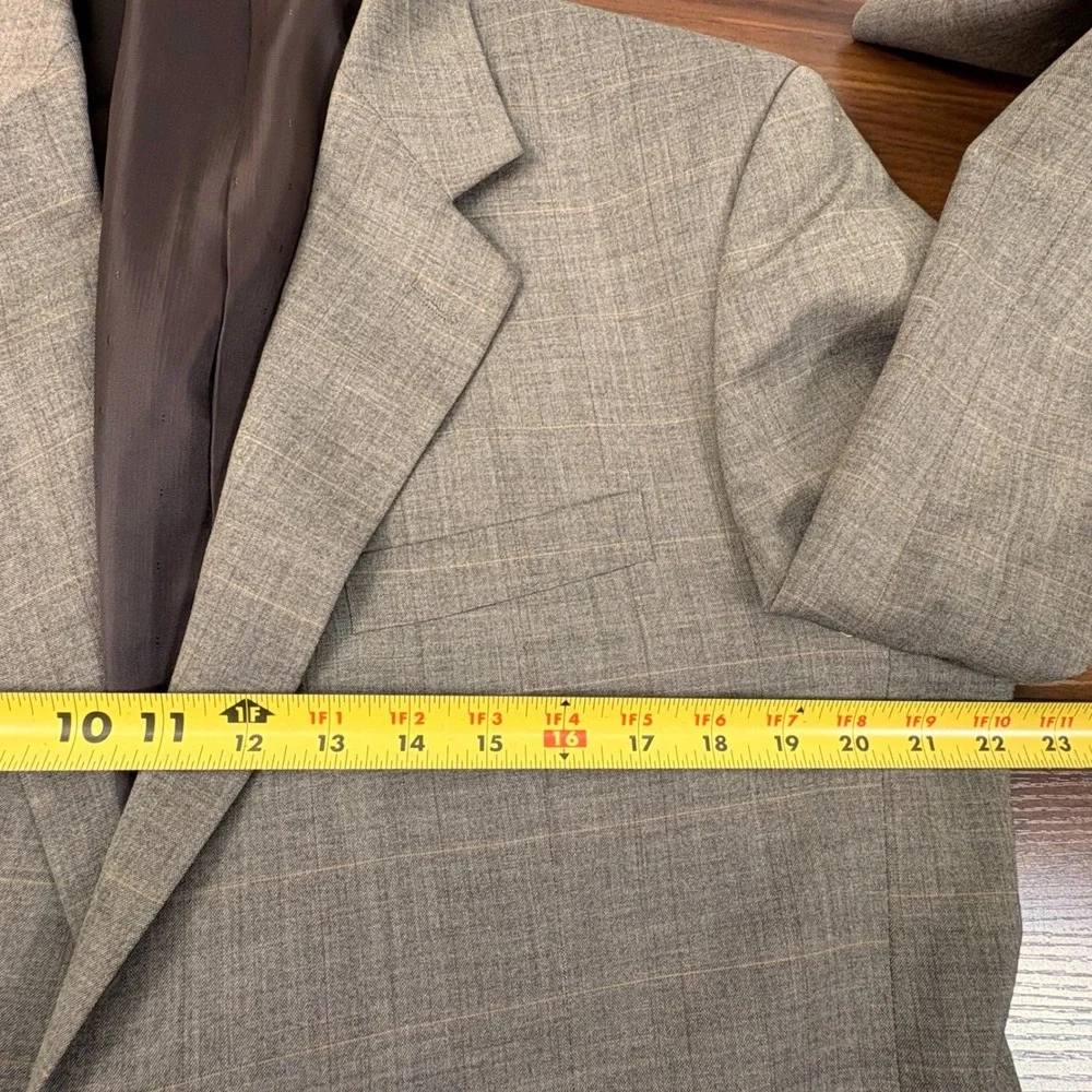 Cross & Winsor Mens 42R Tan Glen Plaid Wool 2 Button‎ Blazer Sport Coat Academia